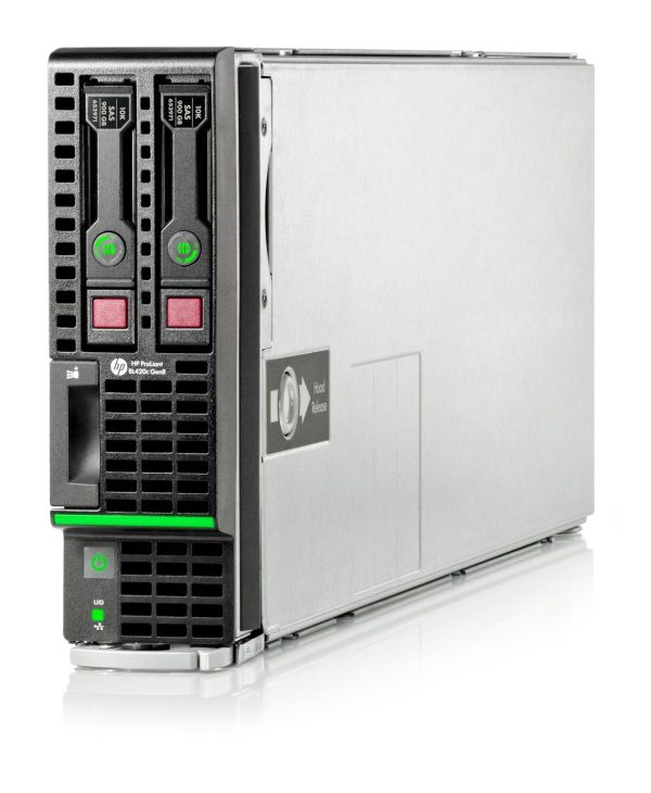 HP ProLiant BL420c Gen8 server blade, front and side view
