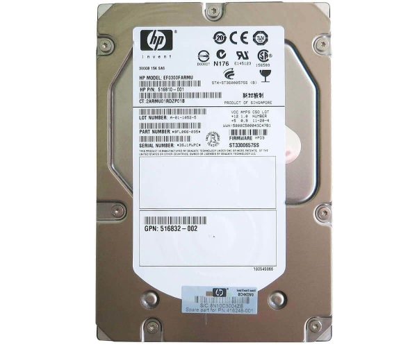 300GB SAS 15K 3.5-inch non-hot-plug hard drive — representative photo; capacity and configuration may vary