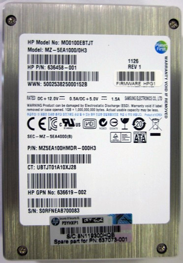 HPE SSD SATA SFF Hot Plug — representative photo; capacity and configuration may vary