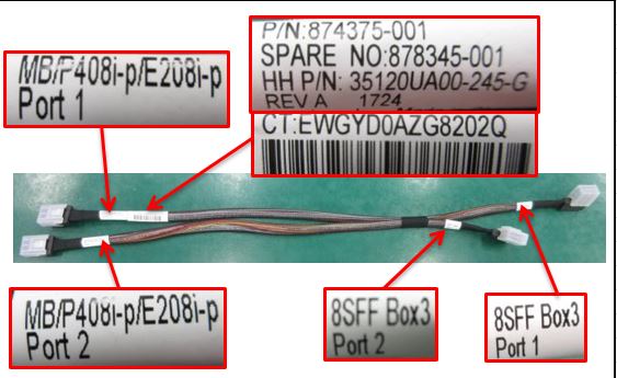 HPE DL180 Gen10 SFF Box3 to -A Cable
